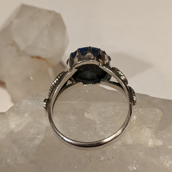 Natural Blue Lapis Lazuli, 925 Silver Ring, 8.5 - Picture 5 of 7